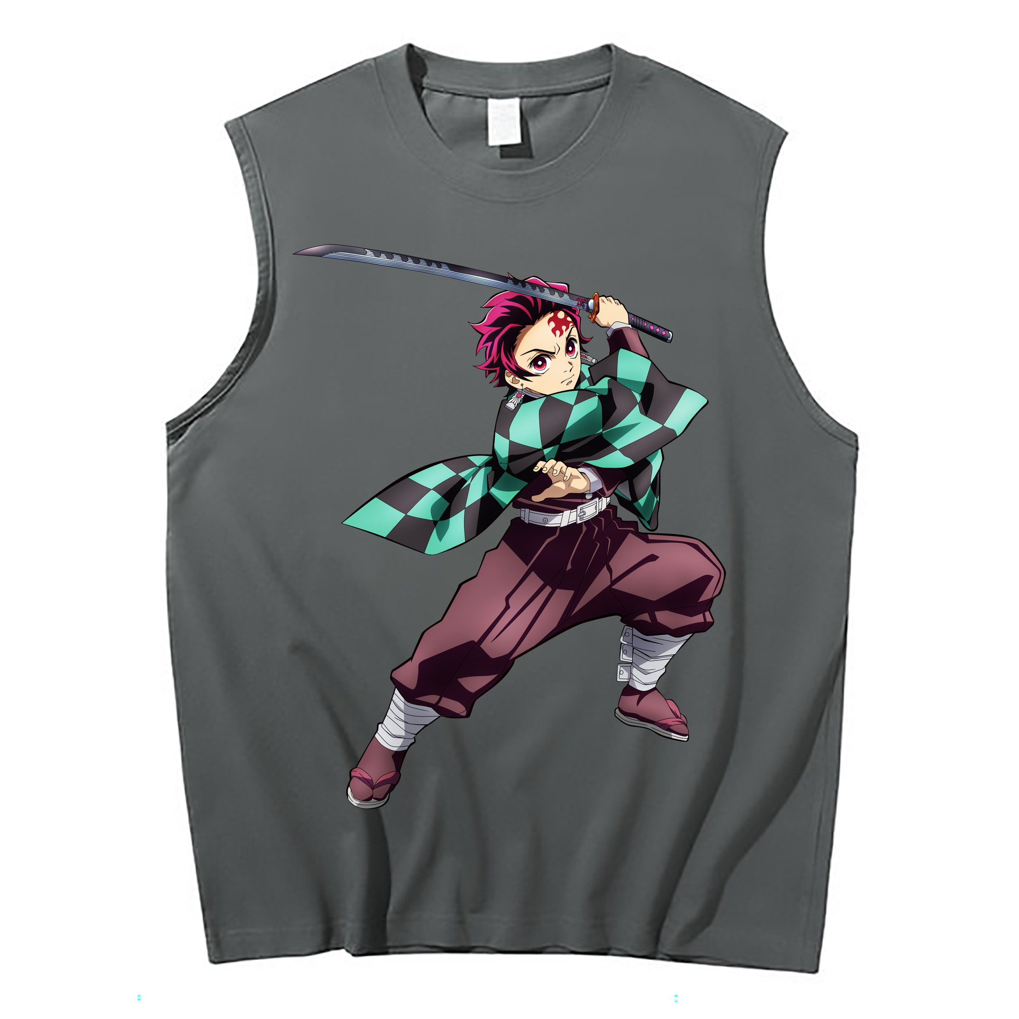 （画像用） 鬼滅の刃 竈門 炭治郎／かまど たんじろう Kamado Tanjirou コットン100％タンクトップ（フロントプリント）